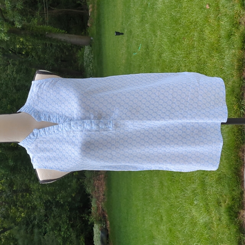 Anne Carson Light Blue Printed Sleeveless Tunic Top